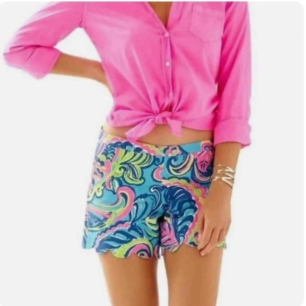 🩷🩵Lilly Pulitzer Toucan Play Colorful Magnolia Scallop Shorts Size 2-EUC🩷🩵